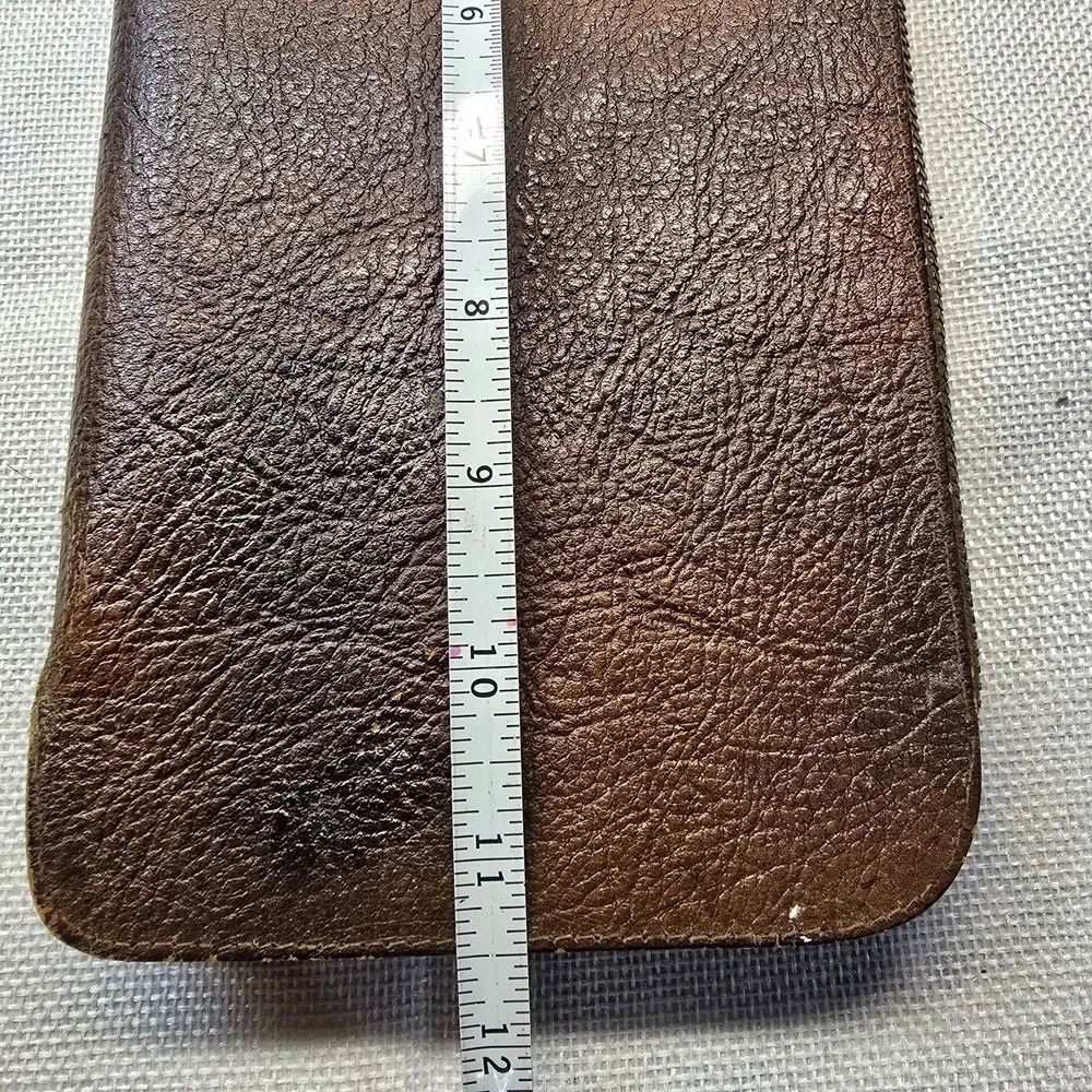 Vtg 1951 Midland‎ Co-Op Advertising Leather Valuable Documents Folder Zipper